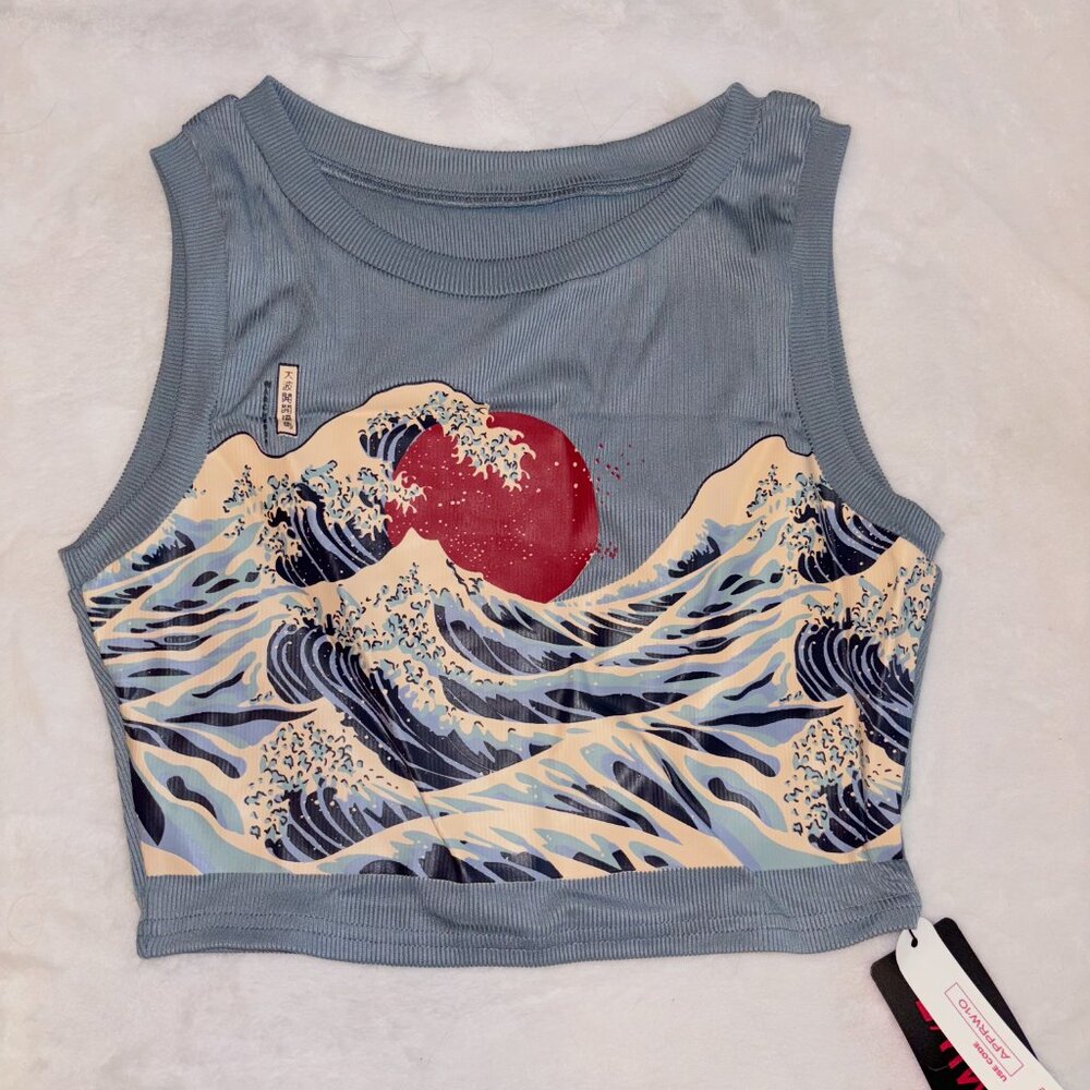 Sun & Wave Graphic Ribbed Tanktop - Picture 5 of 7